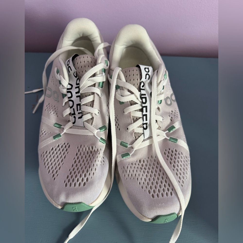 Cloud On Running Women's Cream and Green Athletic Shoes